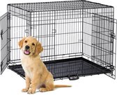 Relaxdays hondenbench opvouwbaar - stevige bench - zwarte draadkooi - transportbox hond - XL