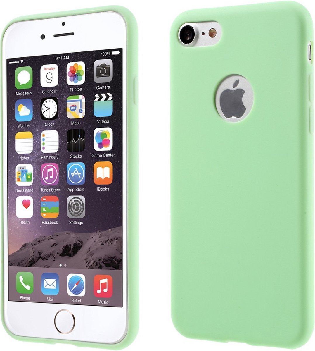 Peachy Effen groen gekleurde silicone hoesje geschikt voor iPhone 7 8 Groene cover Green case
