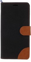 Peachy Lederen Fabric iPhone XS Max Bookcase hoesje Standaard - Bruin Zwart