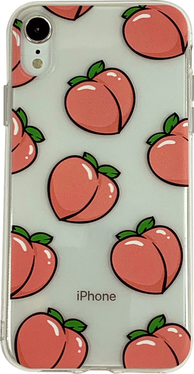 Peachy Perziken geschikt voor iPhone XR TPU hoesje - Transparant Roze Flexibel