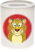 Vrolijke luipaard dieren spaarpot 9 cm - keramiek - spaarpotten voor kinderen