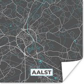 Poster België – Aalst – Stadskaart – Kaart – Blauw – Plattegrond - 100x100 cm XXL