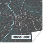 Poster Stadskaart – Grijs - Kaart – Diksmuide – België – Plattegrond - 30x30 cm
