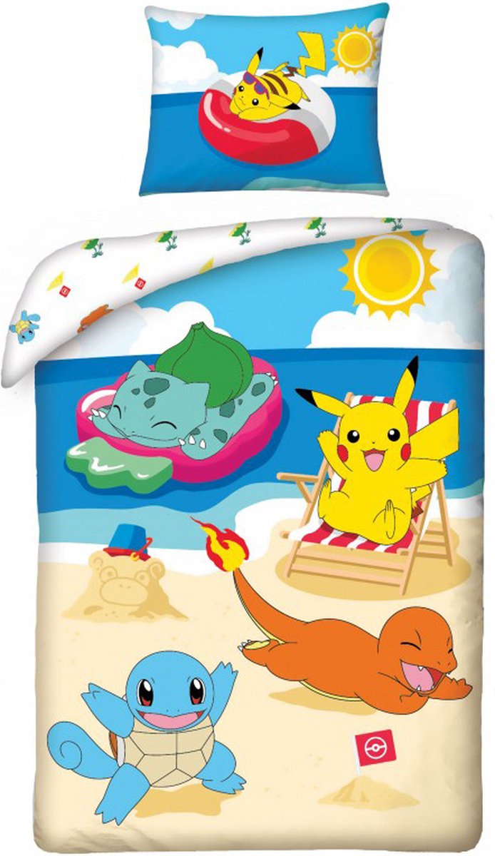 Pokémon Dekbedovertrek Beach - Eenpersoons - 140 x 200 cm - Katoen | bol.com