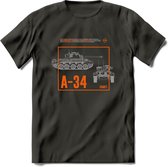 A34 Comet leger T-Shirt | Unisex Army Tank Kleding | Dames / Heren Tanks ww2 shirt | Blueprint | Grappig bouwpakket Cadeau - Donker Grijs - 3XL