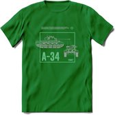 A34 Comet leger T-Shirt | Unisex Army Tank Kleding | Dames / Heren Tanks ww2 shirt | Blueprint | Grappig bouwpakket Cadeau - Donker Groen - XL