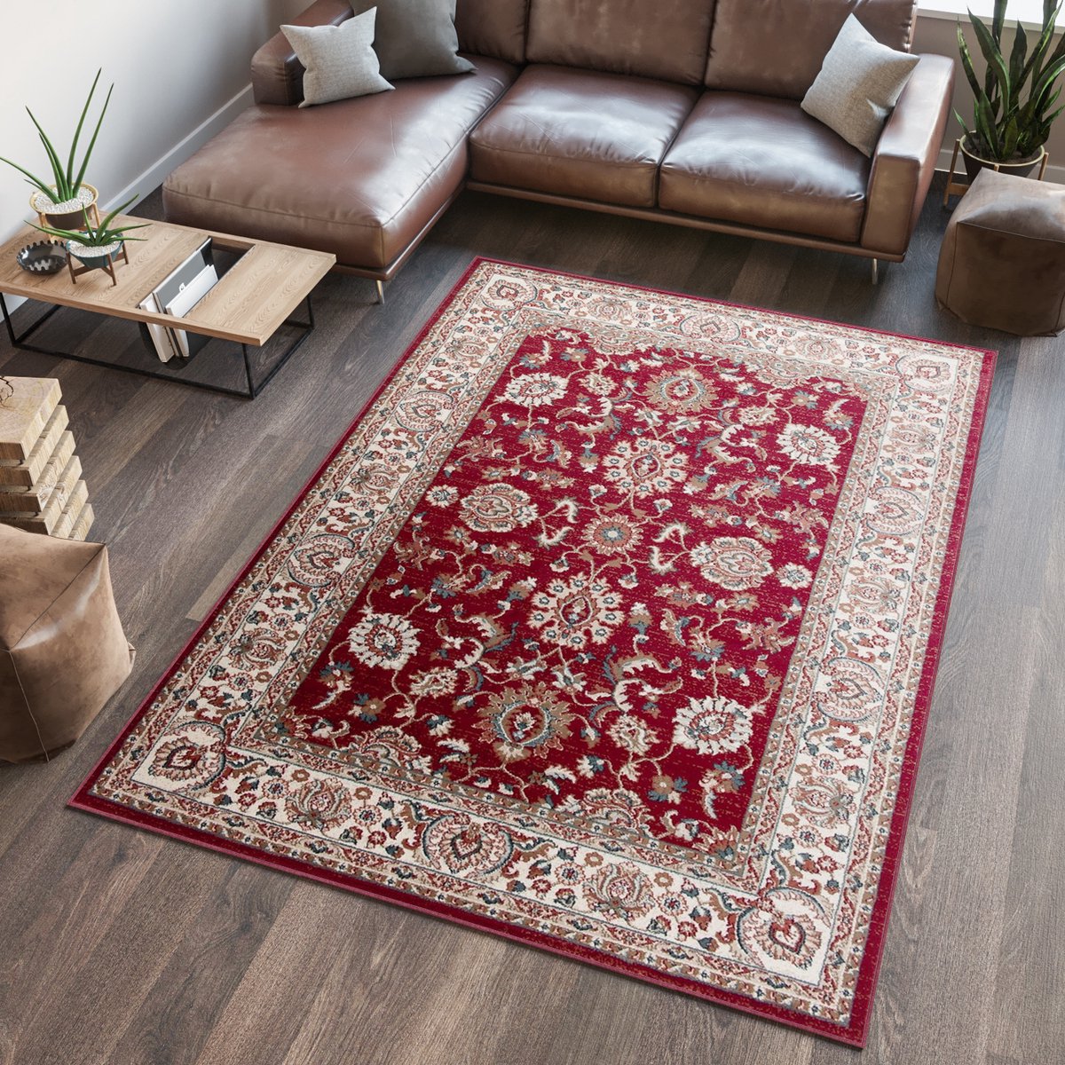 Tapiso Dubai Vloerkleed Modern Oriental Rug Oosters Tapijt Maat- 200x300 Rood Beige6