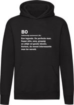 Bo | Unisex | Trui | Sweater | Hoodie | Capuchon | Zwart | Naam | Namen |  Jongensnaam | Woordenboek | Encyclopedie | Verjaardag | Grappig | Cadeau