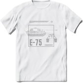 E75 leger T-Shirt | Unisex Army Tank Kleding | Dames / Heren Tanks ww2 shirt | Blueprint | Grappig bouwpakket Cadeau - Wit - S