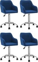 Eetkamerstoelen draaibaar 4 st stof blauw