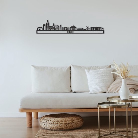 Skyline Ede Zwart Mdf 90 Cm Wanddecoratie Voor Aan De Muur Met Tekst City Shapes