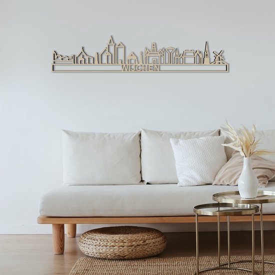 Skyline Wijchen Populierenhout 130 Cm Wanddecoratie Voor Aan De Muur Met Tekst City Shapes