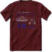 T32 Heavy tank leger T-Shirt | Unisex Army Tank Kleding | Dames / Heren Tanks ww2 shirt | Blueprint | Grappig bouwpakket Cadeau - Burgundy - XL
