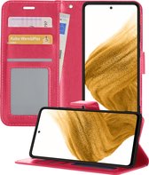 Samsung A53 Hoesje Book Case Hoes - Samsung Galaxy A53 Case Hoesje Wallet Cover - Samsung Galaxy A53 Hoesje - Donker Roze