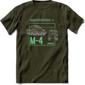 M4 Sherman leger T-Shirt | Unisex Army Tank Kleding | Dames / Heren Tanks ww2 shirt | Blueprint | Grappig bouwpakket Cadeau - Leger Groen - S