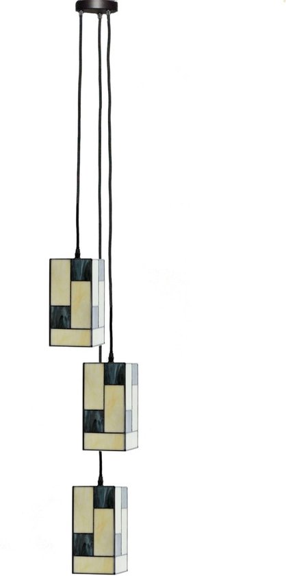 Lustre Tiffany Mondrian Petit Carré 3 lumières