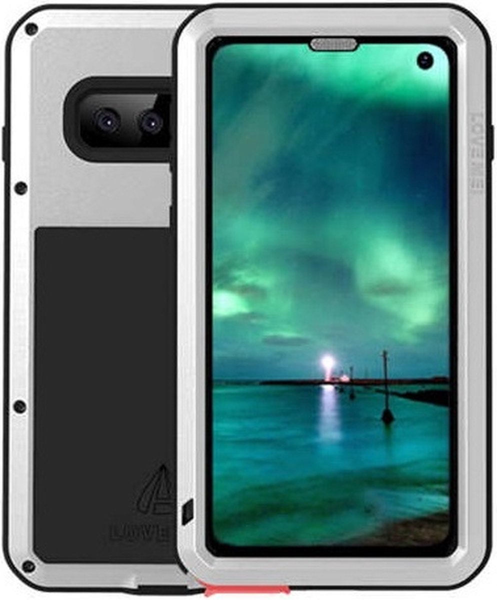 Samsung Galaxy S10 hoes - Love Mei - metalen extreme protection case - Zilvergrijs - GSM Hoes - Telefoonhoes Geschikt Voor: Samsung Galaxy S10