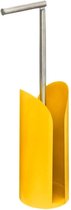 Staande wc/toiletrolhouder geel met reservoir en flexibele stang 59 cm van metaal - Wc-rol houder - Toiletrol houder