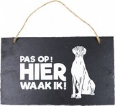 waakbord Deense Dog 15 x 25 cm leisteen zwart