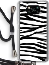 Case Company® - Poco X3 Pro hoesje met Koord - Zebra pattern - Telefoonhoesje met Zwart Koord - Bescherming aan alle Kanten en Over de Schermrand