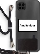 Case Company® - Samsung Galaxy A22 4G hoesje met Koord - Ambitchious - Telefoonhoesje met Zwart Koord - Bescherming aan alle Kanten en Over de Schermrand