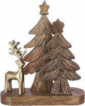 kerstfiguur hert boom 22 x 27 cm hout bruin