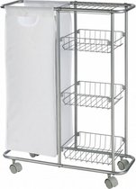 trolley 58 x 50 cm staal/polyester zilver/wit