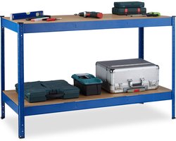 werktafel - 2 etages - verstelbaar - tot 300 kg - garage - 90,5x141x61 cm - staal
