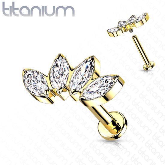 Piercing Titane 4 marquises 6mm couleur or