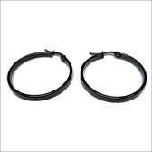 Aramat jewels ® - Gladde oorringen 30mm x 3mm zwart staal