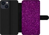 Bookcase Geschikt voor iPhone 13 Mini telefoonhoesje - Paars - Roze - Patronen - Abstract - Met vakjes - Wallet case met magneetsluiting