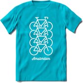 Amsterdam Fiets Stad T-Shirt | Souvenirs Holland Kleding | Dames / Heren / Unisex Koningsdag shirt | Grappig Nederland Fiets Land Cadeau | - Blauw - XL
