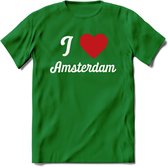 I Love Amsterdam T-Shirt | Souvenirs Holland Kleding | Dames / Heren / Unisex Koningsdag shirt | Grappig Nederland Fiets Land Cadeau | - Donker Groen - 3XL