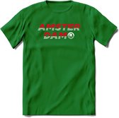 Amsterdam T-Shirt | Souvenirs Holland Kleding | Dames / Heren / Unisex Koningsdag shirt | Grappig Nederland Fiets Land Cadeau | - Donker Groen - L