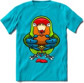 Lekkerbek papegaai T-Shirt Grappig | Dieren vogel agapornis Kleding Kado Heren / Dames | Fastfood Cadeau shirt - Blauw - XL