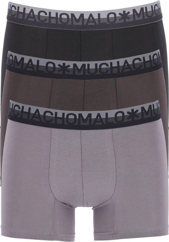 Muchachomalo heren boxershorts (3-pack) - cotton solid - zwart en grijs - Maat: S