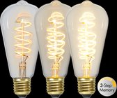 3 standen - Druppel-Edison lamp - E27 - 4W - Super Warm Wit <2200K - Filament - Helder
