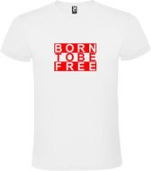 Wit  T shirt met  print van "BORN TO BE FREE " print Rood size M