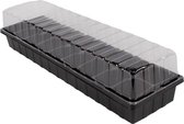 Kweekbak/kweekkastje met deksel 8 x 54 x 15 cm - Propagator/Moestuinbak - Inclusief tray met 18 kweekpotjes