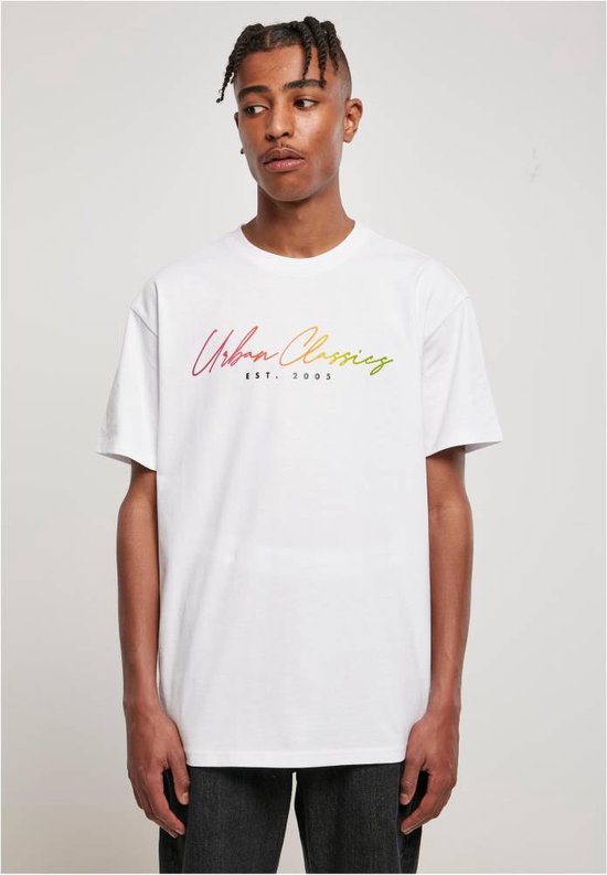 Urban Classics - Script Logo Heren T-shirt - L - Wit