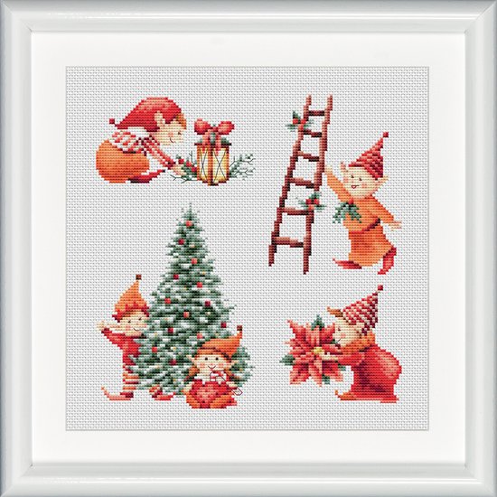 Kit Broderie Point De Croix Noël - Dutch Stitch Brothers - Tissu Aida 14 Fils, Cerceau 15,2 Cm - Idéal Débutants Et Adultes