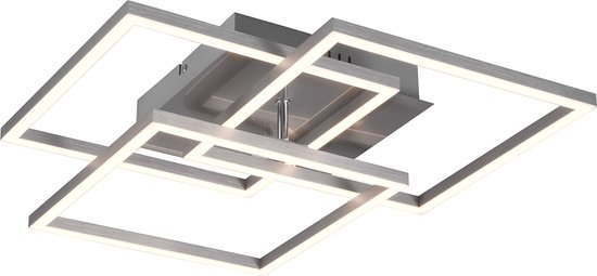 LED Plafondlamp - Torna Mibal - 28W - Aanpasbare Kleur - Afstandsbediening - Dimbaar - Rechthoek - Mat Nikkel - Aluminium