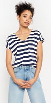 LOLALIZA Gestreepte T-shirt - Marine Blauw - Maat XXL