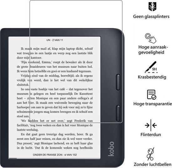 Screenprotector Geschikt voor Kobo Libra 2 Screenprotector Gehard Glas Tempered Glass - Screenprotector Geschikt voor Kobo Libra 2 Screenprotector - 2 PACK van OMENYX — afbeelding 3