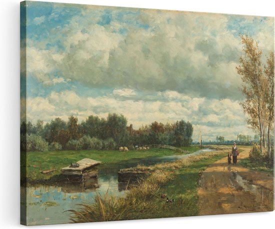 Artaza Canvas Schilderij Landschap in de Omgeving van Den Haag - Willem Roelofs - 120x80 - Groot - Kunst - Wanddecoratie Woonkamer