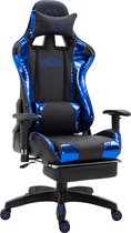 Chaise de bureau Clp Turbo - Avec repose-pieds - noir / bleu brillant - simili cuir (brillant)