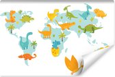 Fotobehang - Dinosaurussen rond de wereld, Kinderkamer, premium print, inclusief behanglijm