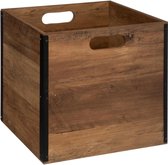 Opbergmand/kastmand 29 liter donker bruin van hout 31 x 31 x 31 cm - Opbergboxen - Vakkenkast manden