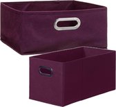 Set van 2x stuks opbergmanden/kastmanden 7 en 14 liter aubergine paars van linnen 31 cm - Opbergboxen - Vakkenkast manden