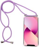 H.K. backcover/achterkant/hoesje met koord paars geschikt voor Apple iPhone 13 PRO + Glasfolie